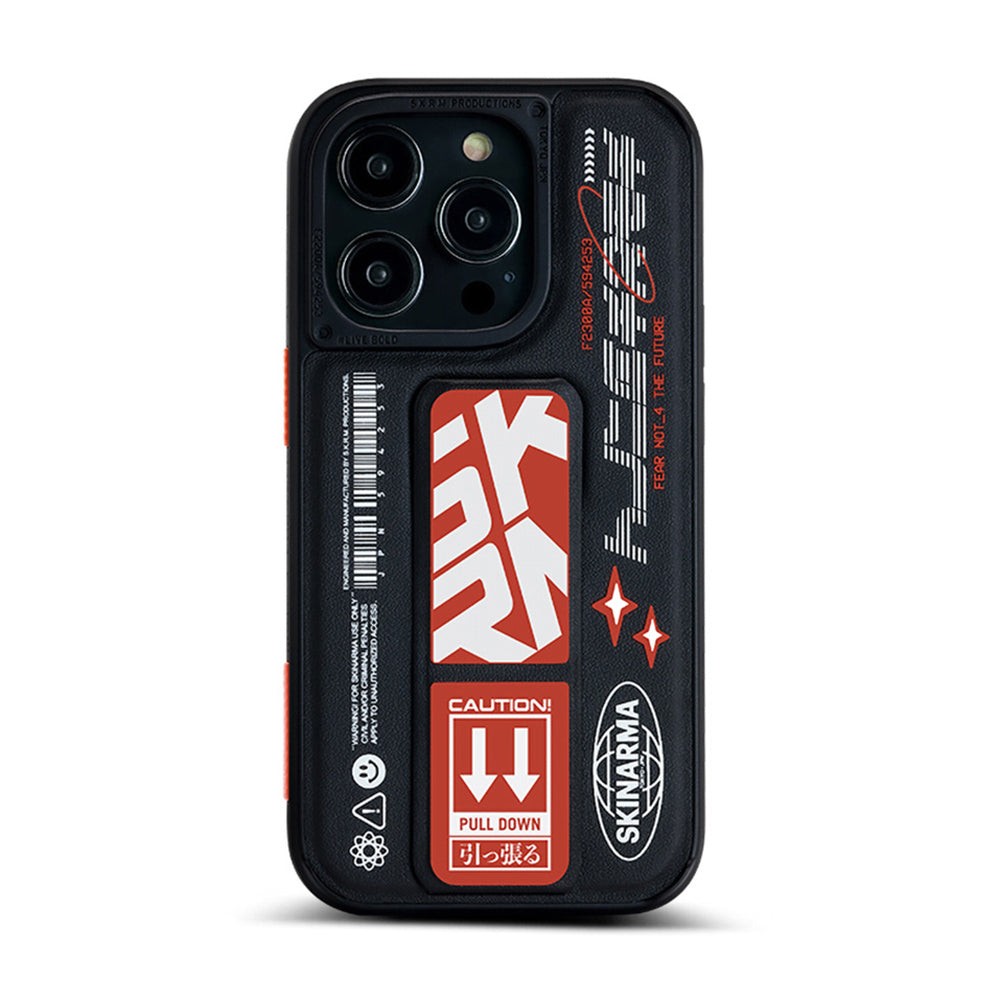 SkinArma iPhone 14 Pro Max Standlı Deri Görünümlü Akarui Telefon Kılıfı