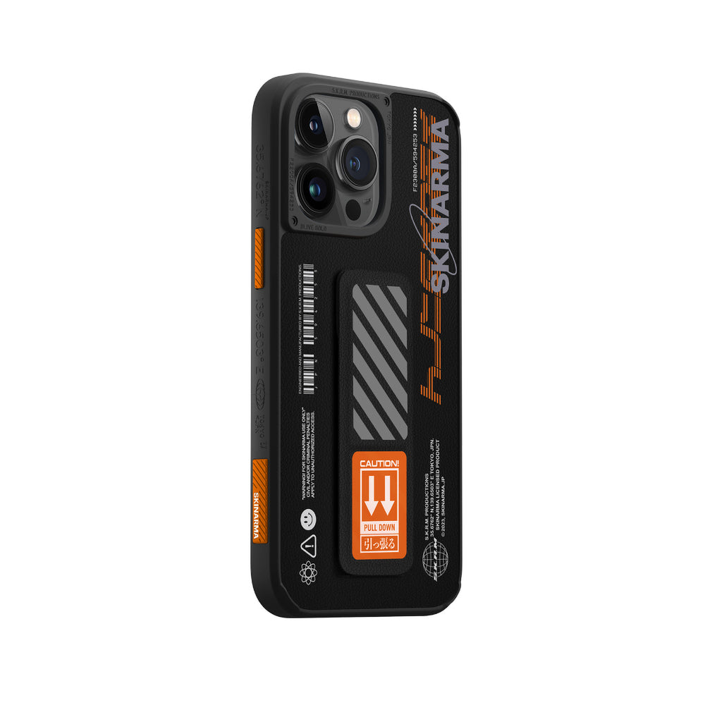 SkinArma iPhone 14 Pro Max Standlı Deri Görünümlü Shingoki Telefon Kılıfı