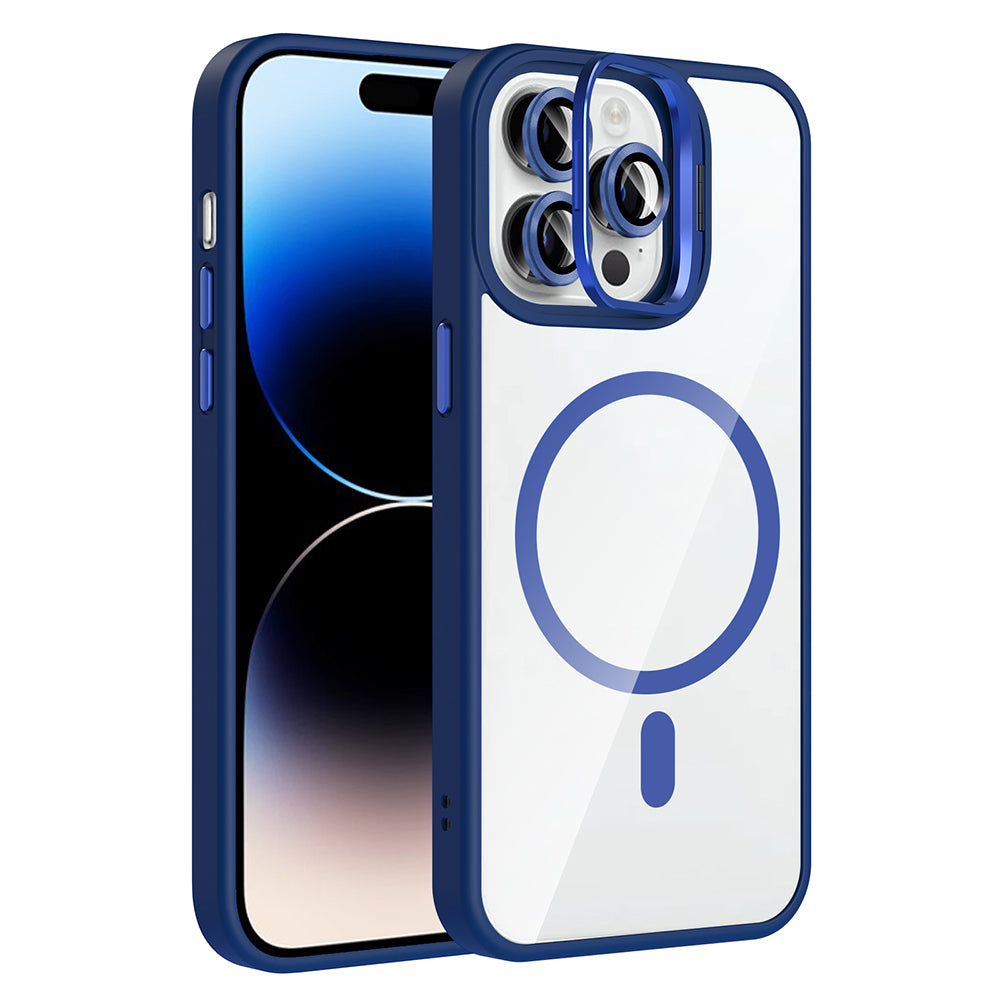 Cepax iPhone 14 Pro Max Standlı ve Kamera Lens Hediyeli M-Safe Şarj Özellikli Etro Kılıf