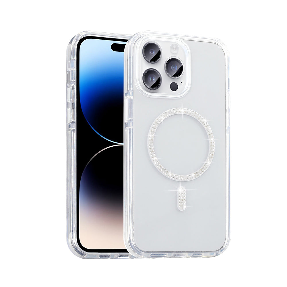 Cepax iPhone 14 Pro Max Taşlı Tasarım M-safe Şarj Özellikli Koment Silikon Kılıf