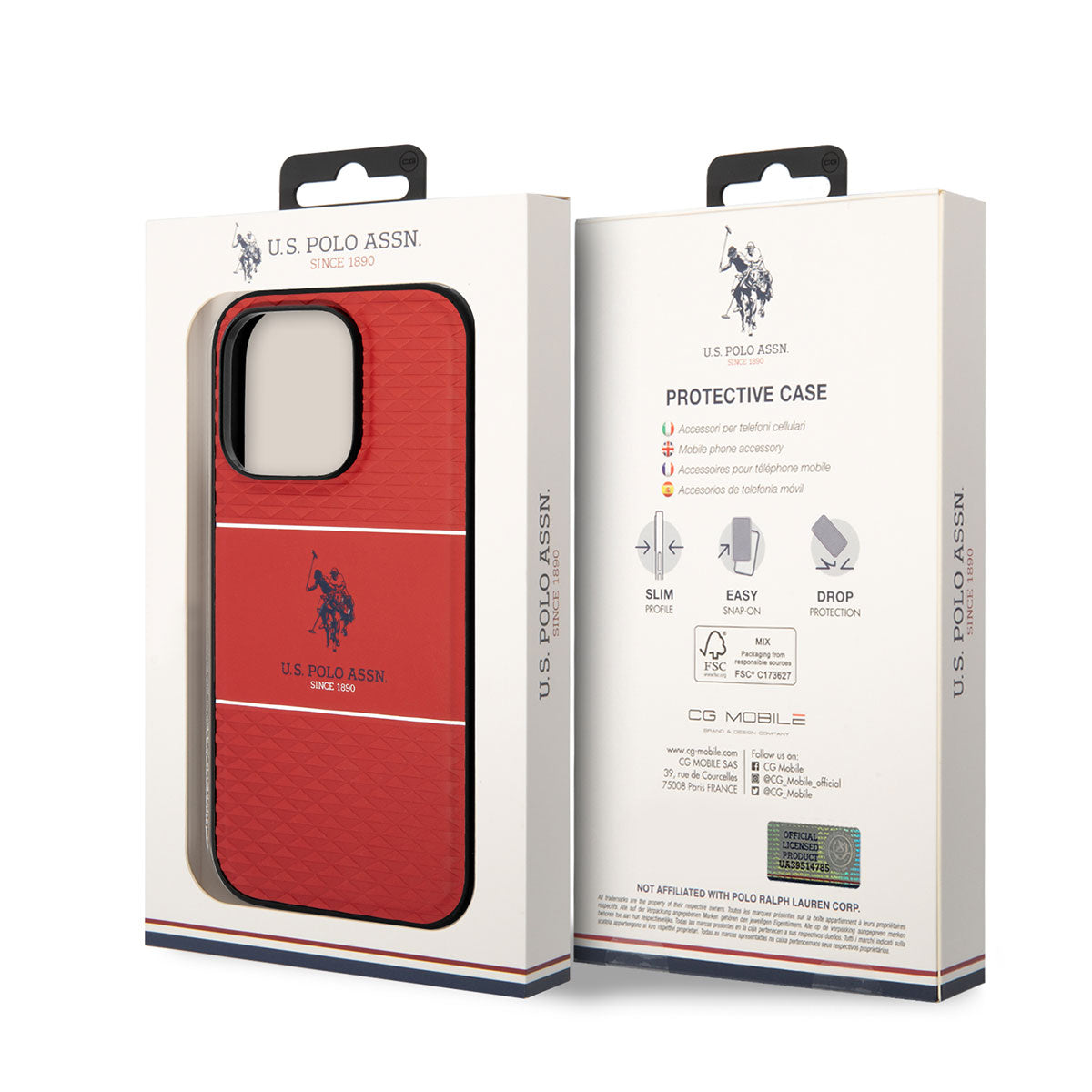 U.S. POLO ASSN. iPhone 14 Pro Max Deri Şeritli Logo Dizayn Telefon Kılıfı