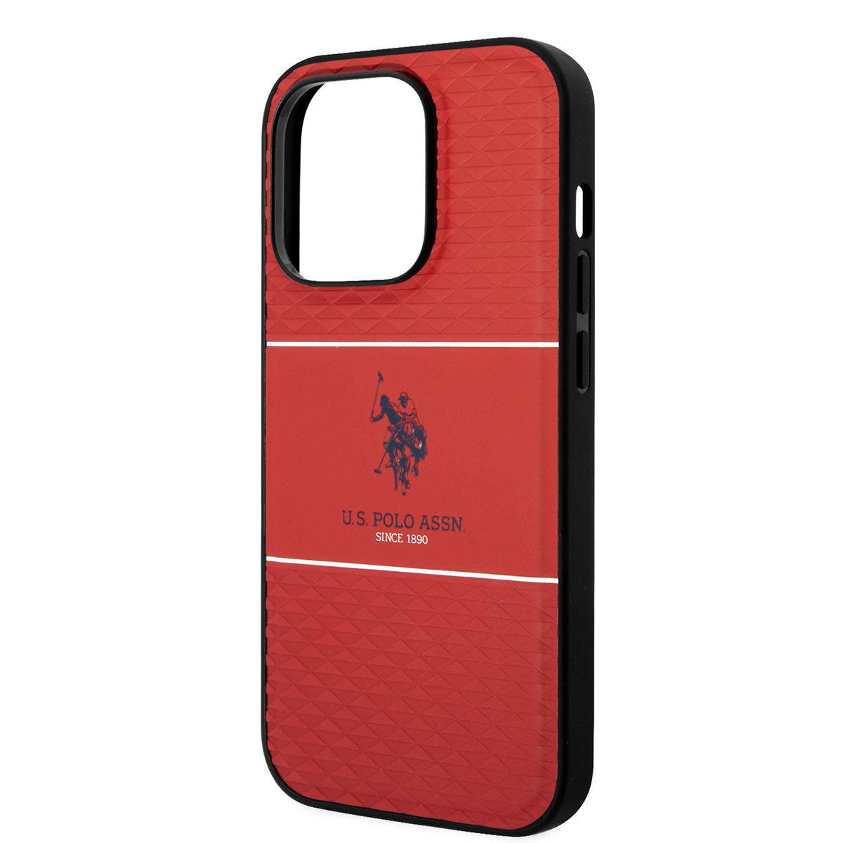 U.S. POLO ASSN. iPhone 14 Pro Max Deri Şeritli Logo Dizayn Telefon Kılıfı