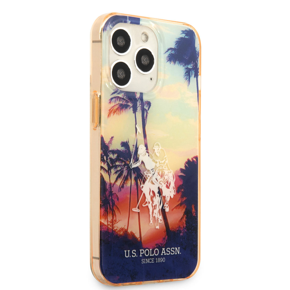 U.S. POLO ASSN. iPhone 14 Pro Max Renkli Ağaç Baskılı Dizayn Telefon Kılıfı