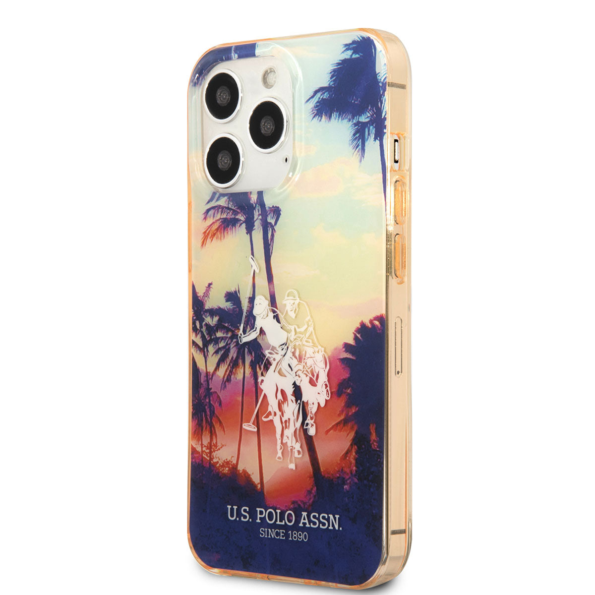 U.S. POLO ASSN. iPhone 14 Pro Max Renkli Ağaç Baskılı Dizayn Telefon Kılıfı