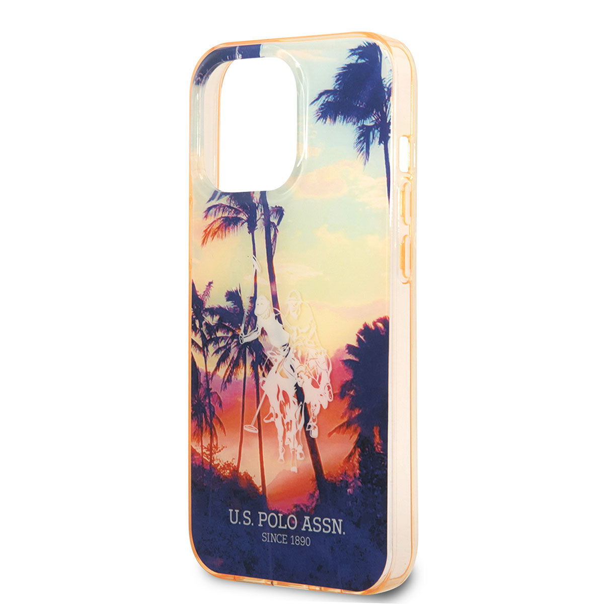 U.S. POLO ASSN. iPhone 14 Pro Max Renkli Ağaç Baskılı Dizayn Telefon Kılıfı