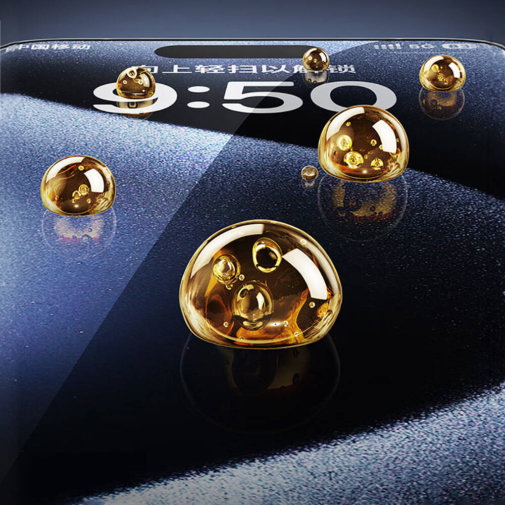 Wiwu SQ-008 iPhone 14 Pro Max Oleofobik Easy Install Darbeye Karşı Dayanıklı Temperli Cam Ekran Koruyucu + Kolay Uygulama Aparatlı