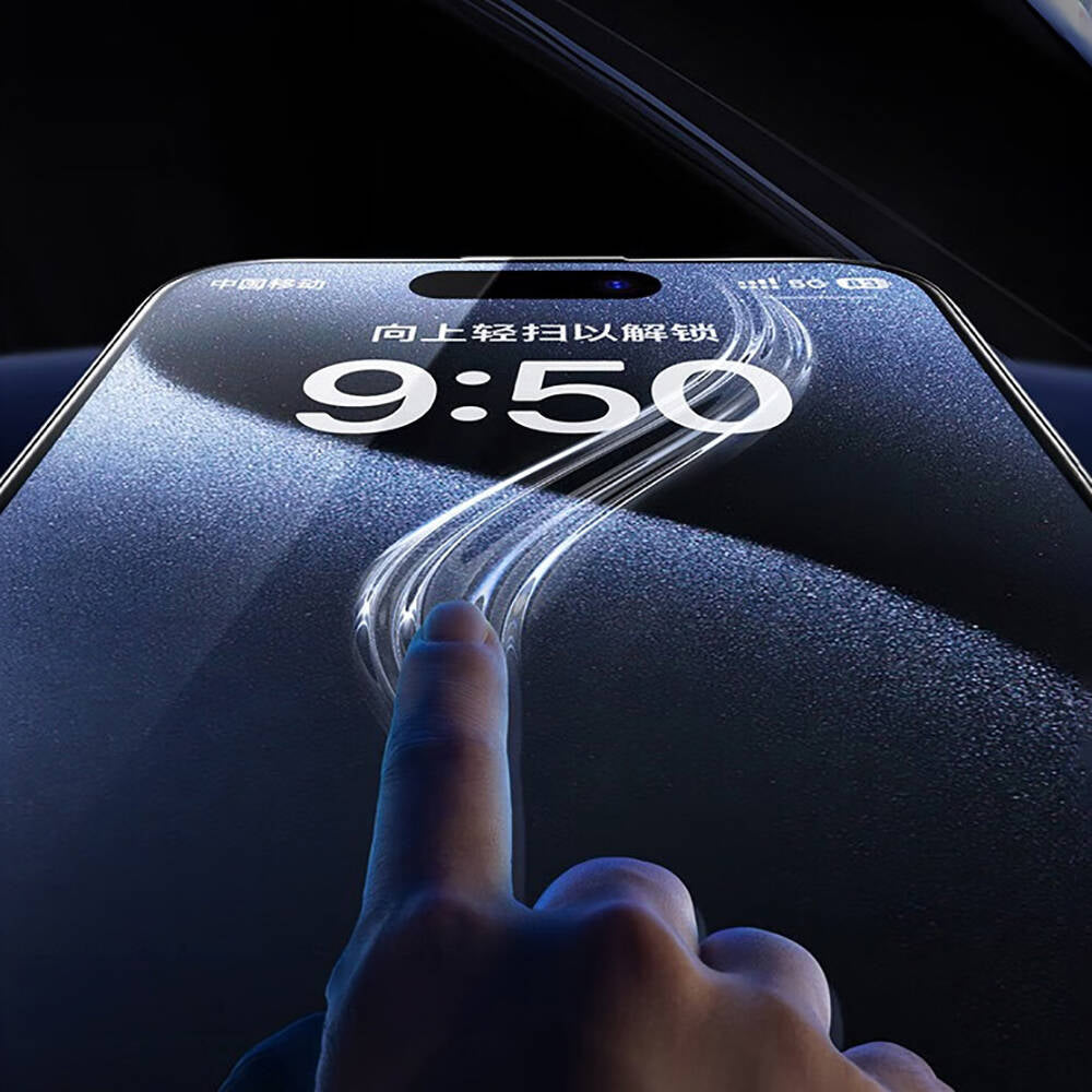 Wiwu SQ-008 iPhone 14 Pro Oleofobik Easy Install Darbeye Karşı Dayanıklı Temperli Cam Ekran Koruyucu + Kolay Uygulama Aparatlı