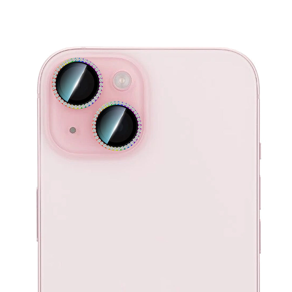 CaseWorld Alloy Sparkling Diamond Serisi iPhone 15 Taşlı Lens Koruyucu