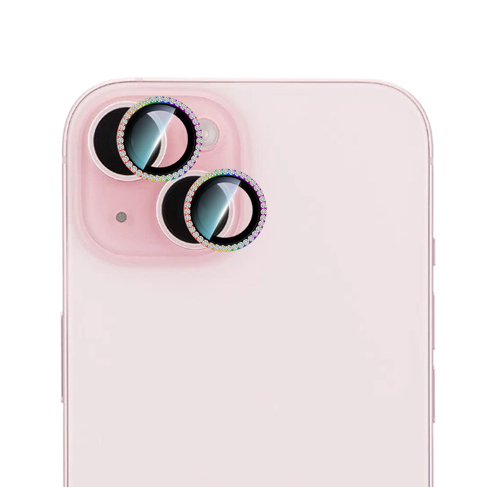 CaseWorld Alloy Sparkling Diamond Serisi iPhone 15 Taşlı Lens Koruyucu
