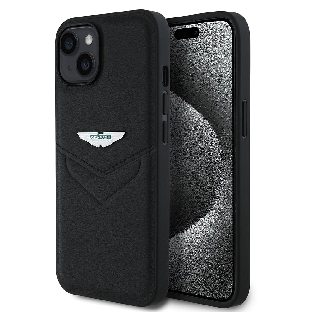 Apple iPhone 15 Aston Martin Orjinal Lisanslı Victory Dizayn PU Deri Metal Logolu Kılıf