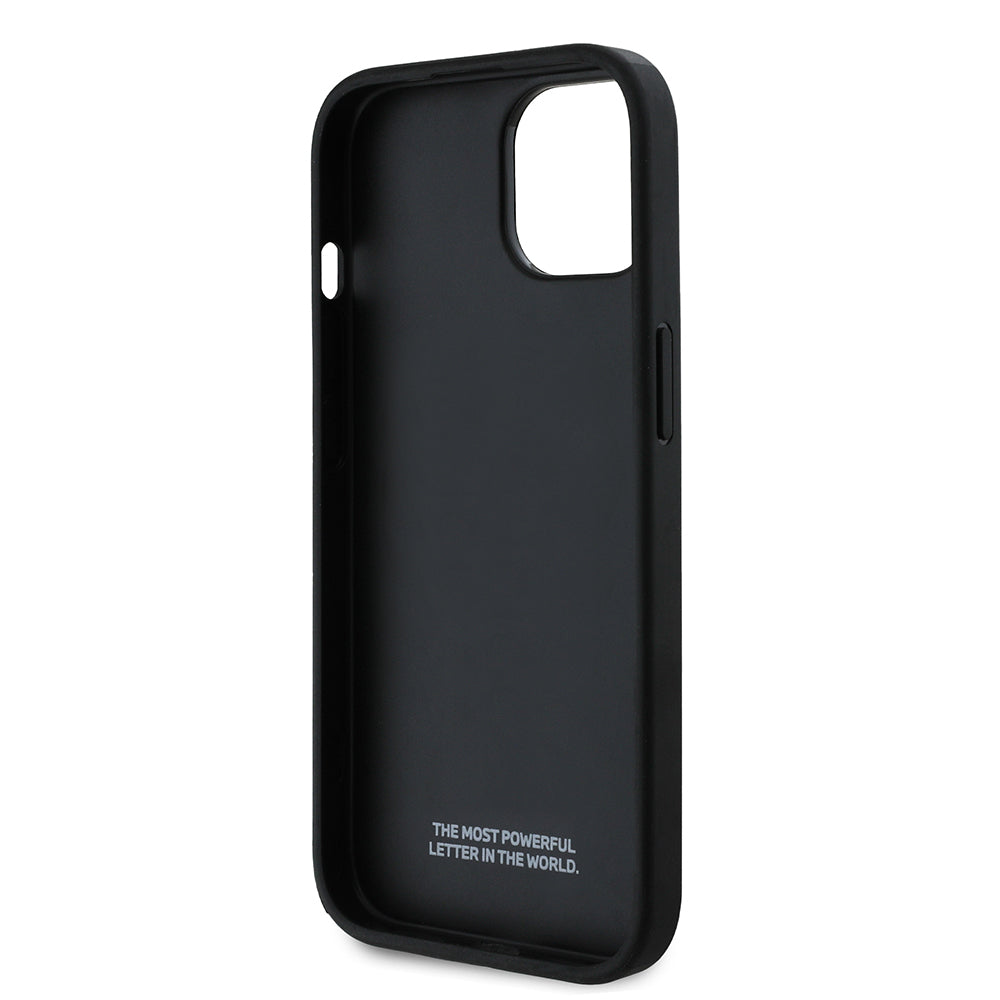 BMW iPhone 15 Orjinal Lisanslı Karbon Fiber Tasarımlı ve Metal Logolu PU Deri Telefon Kılıfı