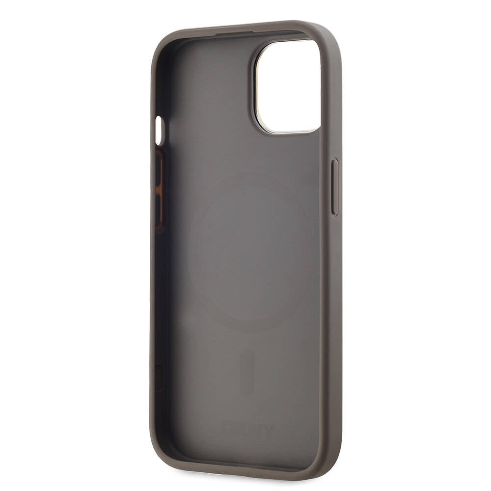 DKNY iPhone 15 Orjinal Lisanslı M-safe Şarj Özellikli 3D Yazılı Checkered Pattern Kılıf