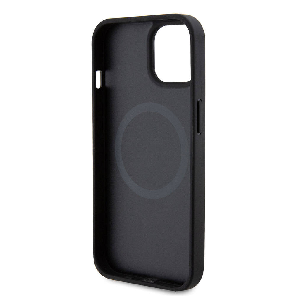 Ferrari iPhone 15 Orjinal Lisanslı M-safe Şarj Özellikli Metal Logolu PU Karbon Kılıf