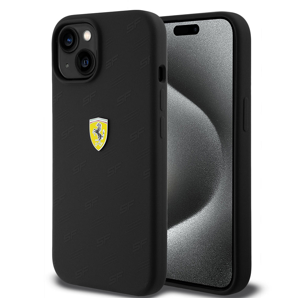 Ferrari iPhone 15 Orjinal Lisanslı Metal Logolu SF Yazılı Kılıf
