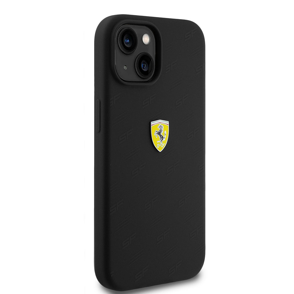Ferrari iPhone 15 Orjinal Lisanslı Metal Logolu SF Yazılı Kılıf