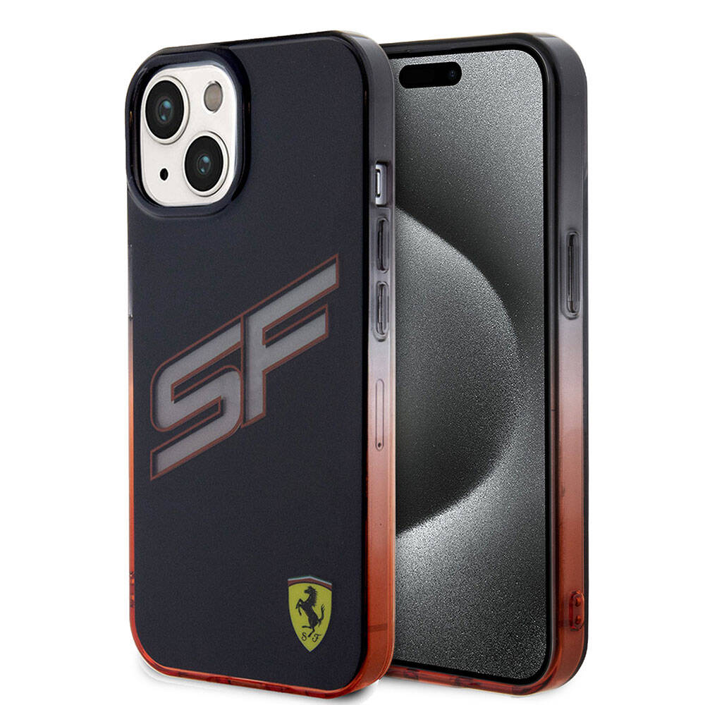 Ferrari iPhone 15 Orjinal Lisanslı Transparan SF Yazılı Kenarları Renk Geçişli Telefon Kılıfı
