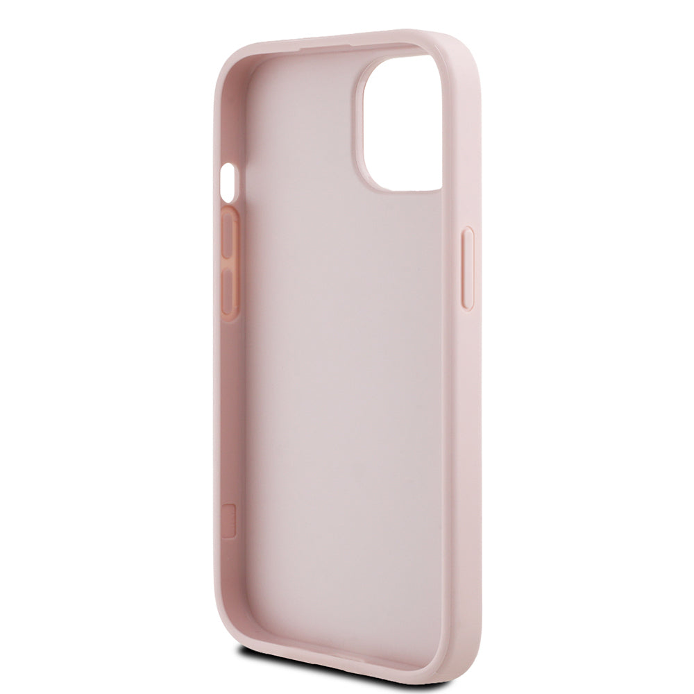Guess iPhone 15 Orjinal Lisanslı Gül Baskılı Büyük Metal Logo Dizaynlı Kılıf