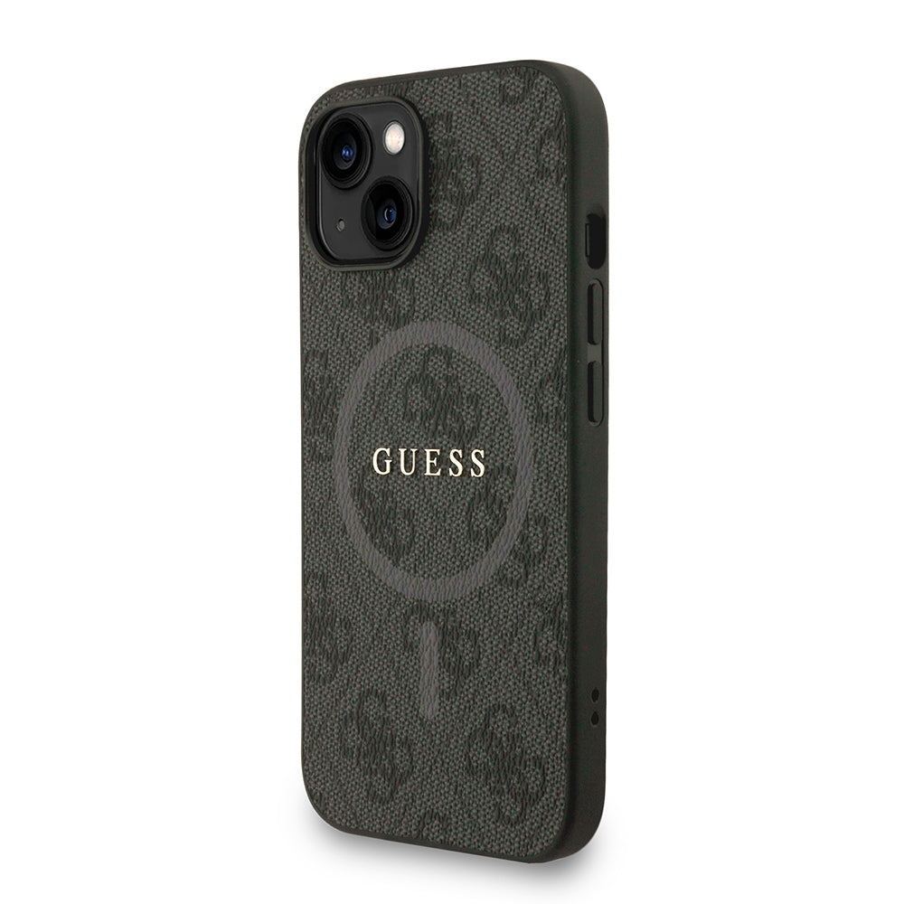 Guess iPhone 15 Orjinal Lisanslı Magsafe PU Deri Bilek Askı İpli Yazı Logolu Telefon Kılıfı