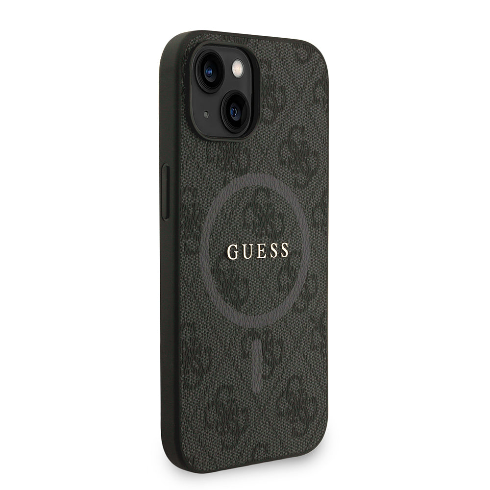 Guess iPhone 15 Orjinal Lisanslı Magsafe PU Deri Bilek Askı İpli Yazı Logolu Telefon Kılıfı