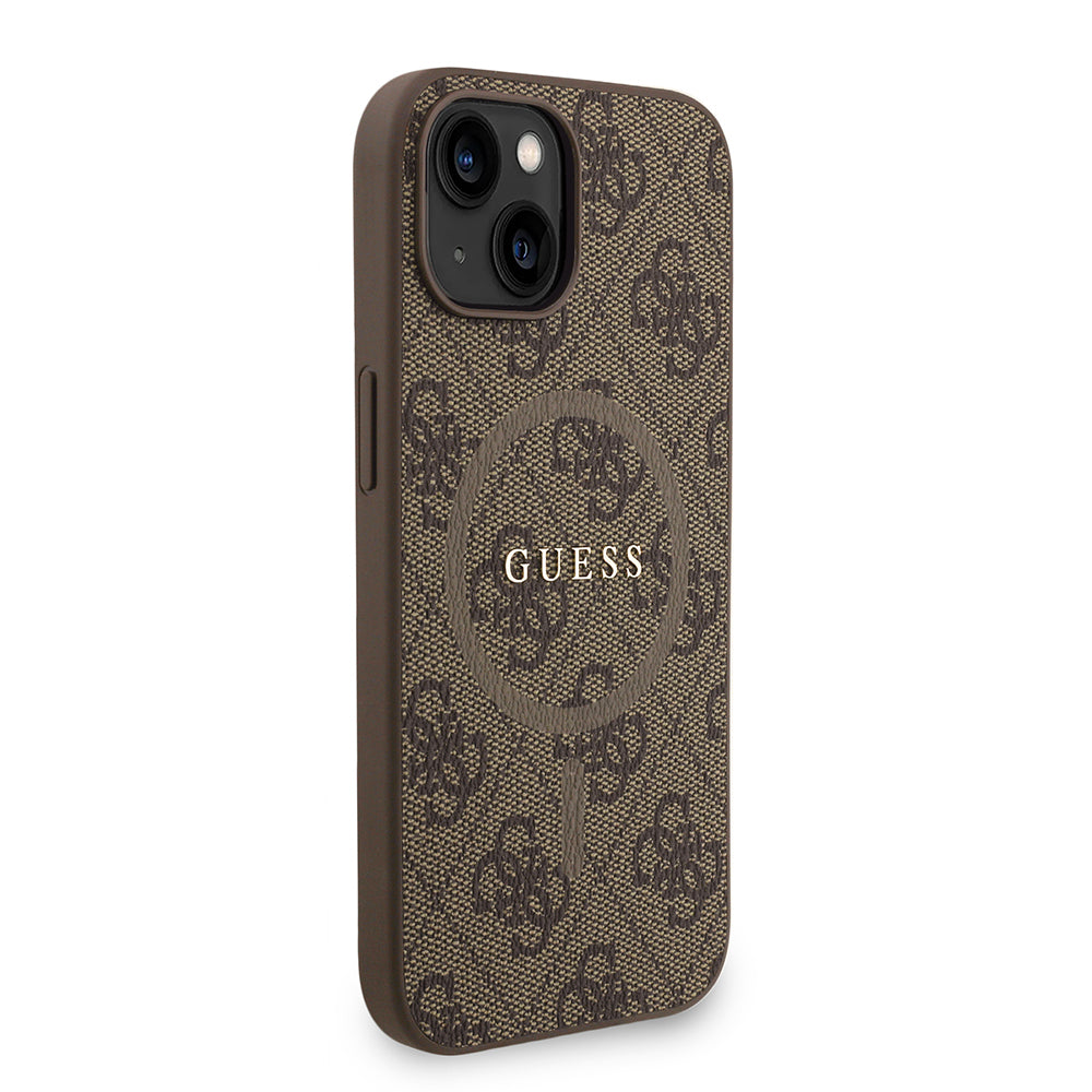 Guess iPhone 15 Orjinal Lisanslı Magsafe PU Deri Bilek Askı İpli Yazı Logolu Telefon Kılıfı