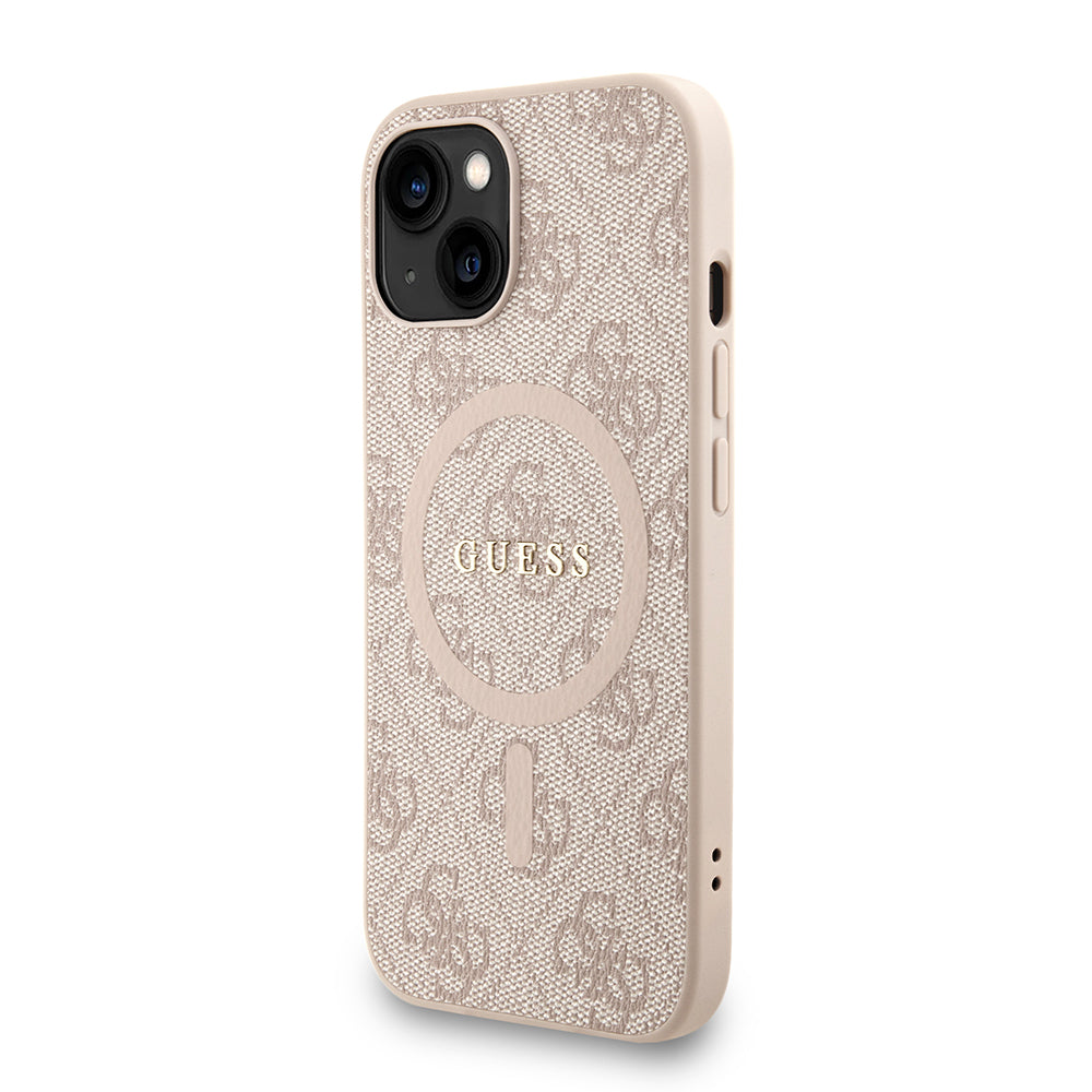 Guess iPhone 15 Orjinal Lisanslı Magsafe PU Deri Bilek Askı İpli Yazı Logolu Telefon Kılıfı