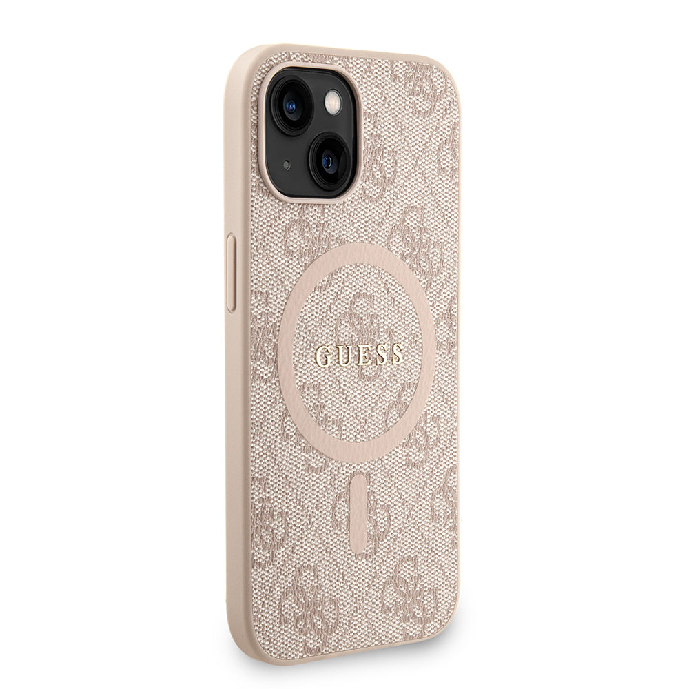 Guess iPhone 15 Orjinal Lisanslı Magsafe PU Deri Bilek Askı İpli Yazı Logolu Telefon Kılıfı