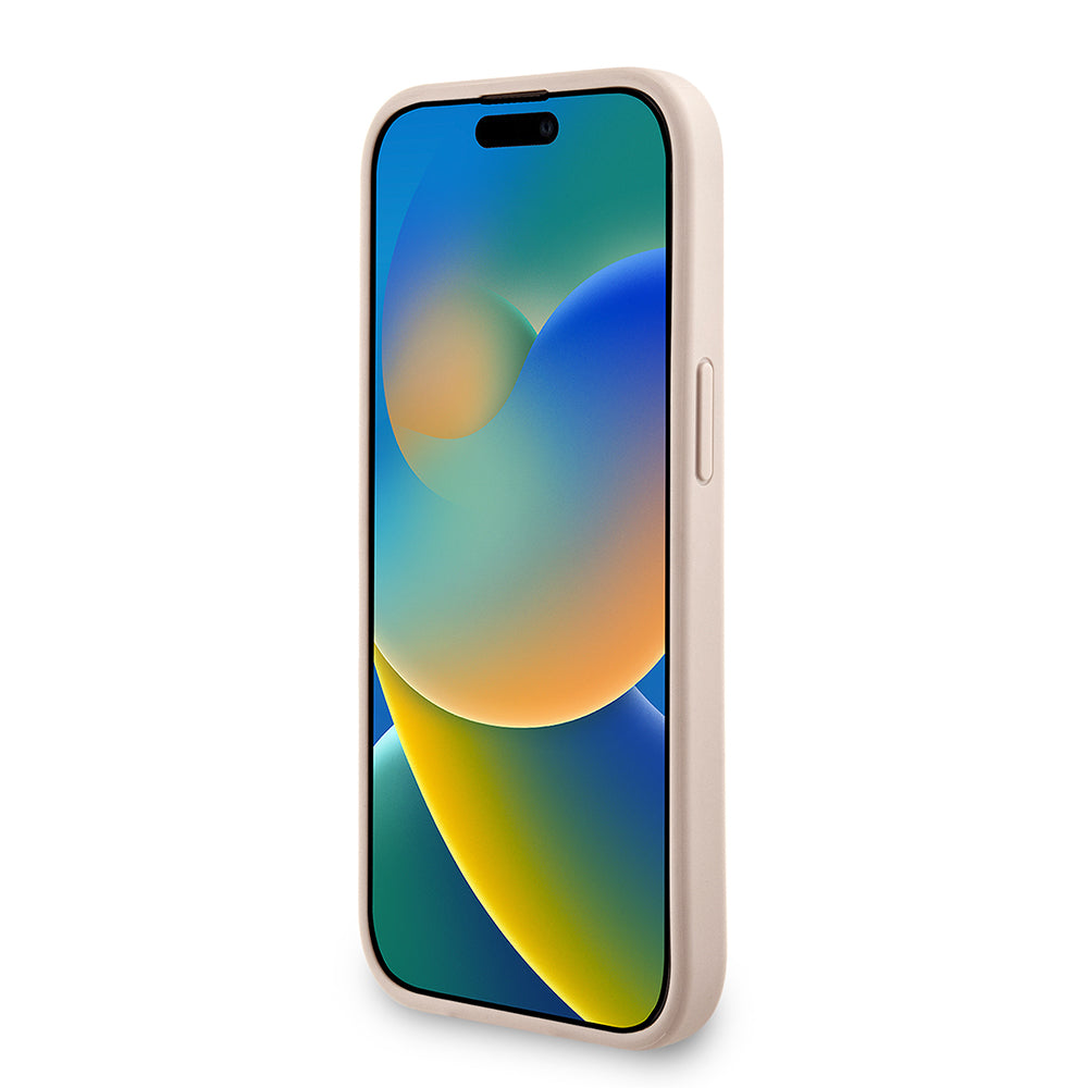 Guess iPhone 15 Orjinal Lisanslı Magsafe PU Deri Bilek Askı İpli Yazı Logolu Telefon Kılıfı