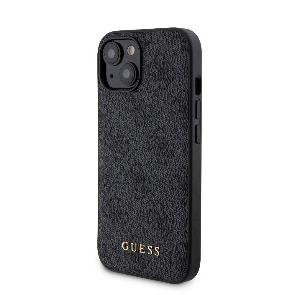 Guess iPhone 15 Orjinal Lisanslı Magsafe Şarj Özellikli Yazı Logolu 4G Desenli Telefon Kılıfı + Powerbank 5000mAh 2in1 Set