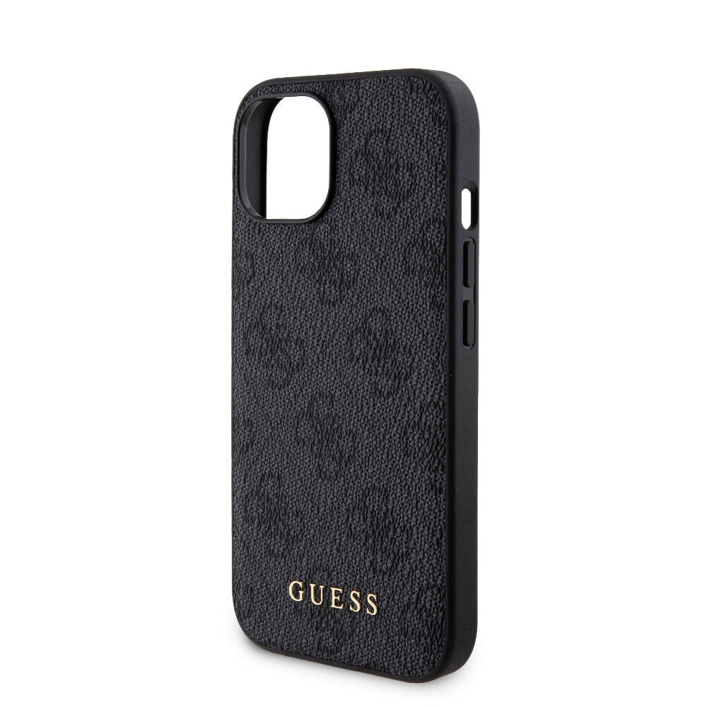 Guess iPhone 15 Orjinal Lisanslı Magsafe Şarj Özellikli Yazı Logolu 4G Desenli Telefon Kılıfı + Powerbank 5000mAh 2in1 Set