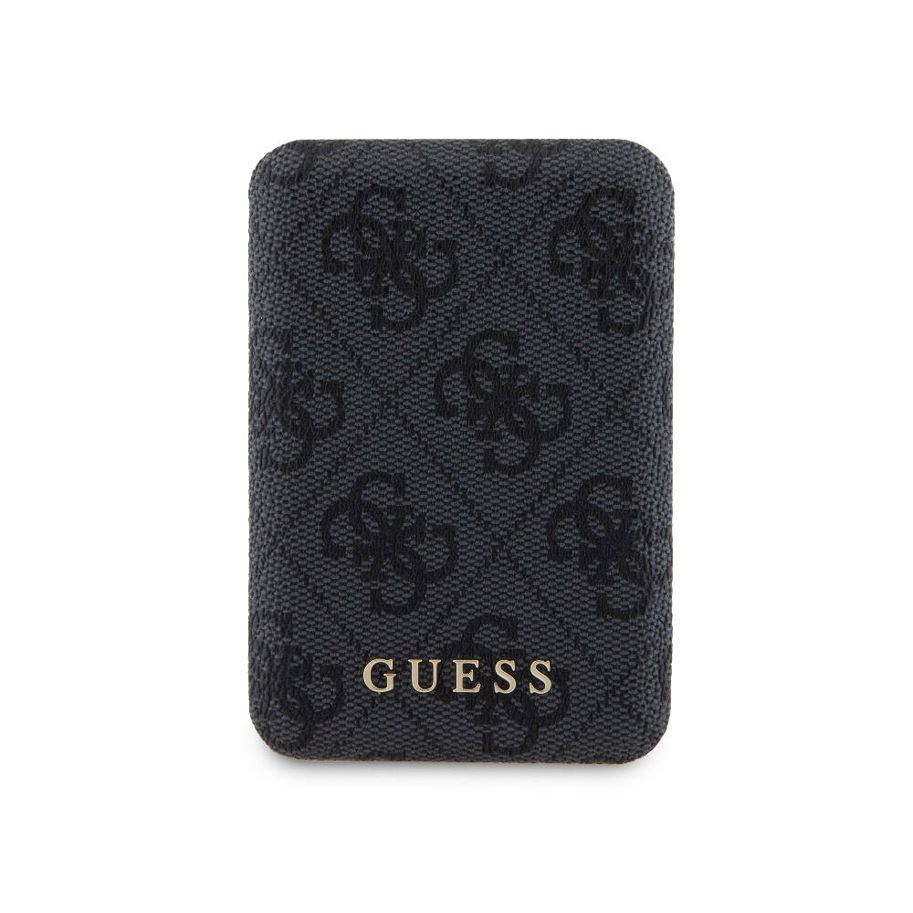 Guess iPhone 15 Orjinal Lisanslı Magsafe Şarj Özellikli Yazı Logolu 4G Desenli Telefon Kılıfı + Powerbank 5000mAh 2in1 Set