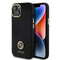 Guess iPhone 15 Orjinal Lisanslı Yazı ve Taşlı 4G Logolu Metal Kamera Çerçeveli Silikon Kılıf