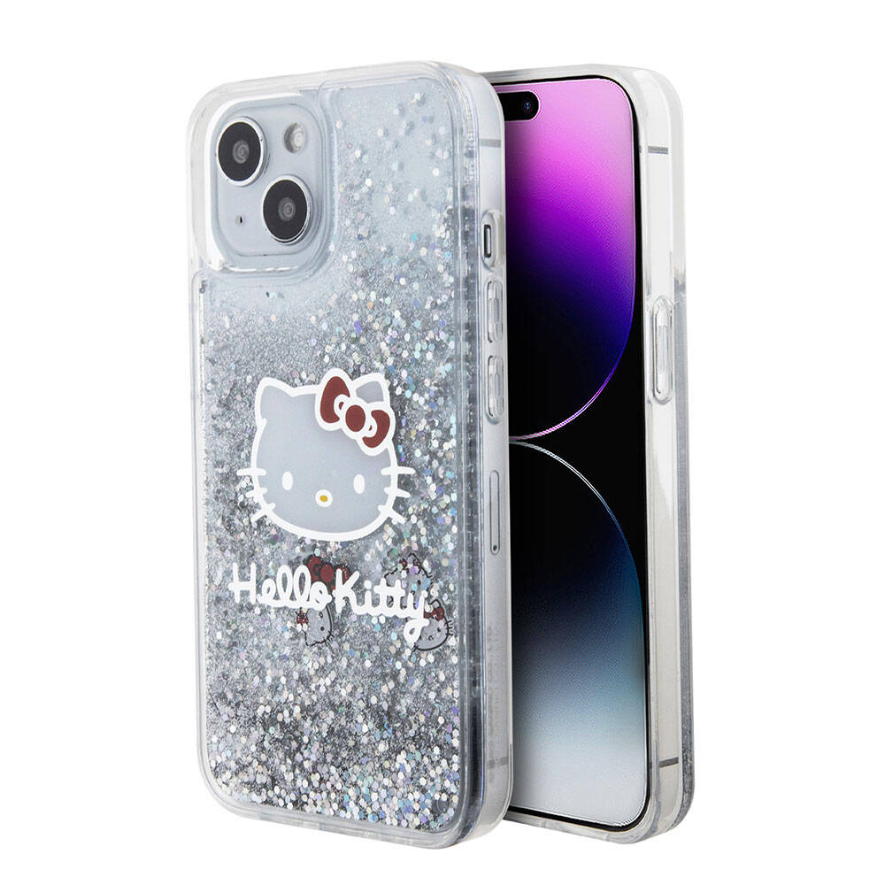Hello Kitty Hello Kitty iPhone 15 Orjinal Lisanslı İkonik Sıvılı Glitter Telefon Kılıfı