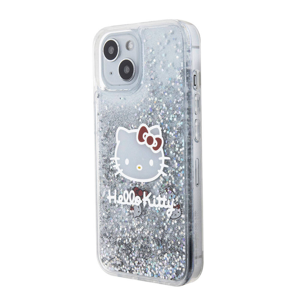 Hello Kitty Hello Kitty iPhone 15 Orjinal Lisanslı İkonik Sıvılı Glitter Telefon Kılıfı