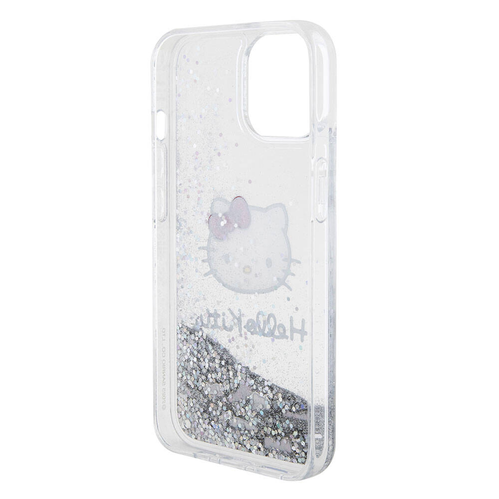 Hello Kitty Hello Kitty iPhone 15 Orjinal Lisanslı İkonik Sıvılı Glitter Telefon Kılıfı