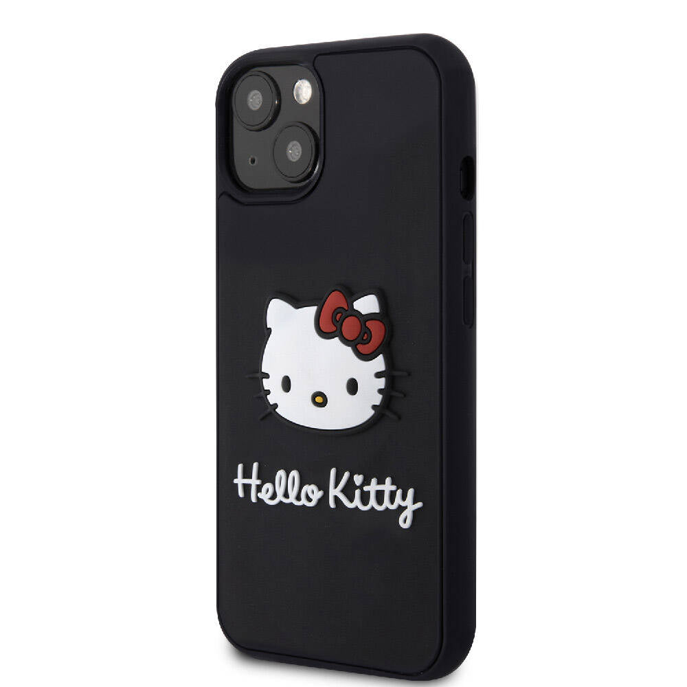 Hello Kitty iPhone 15 Orjinal Lisanslı Yazı ve İkonik Logolu 3D Rubber Kitty Head Kılıf
