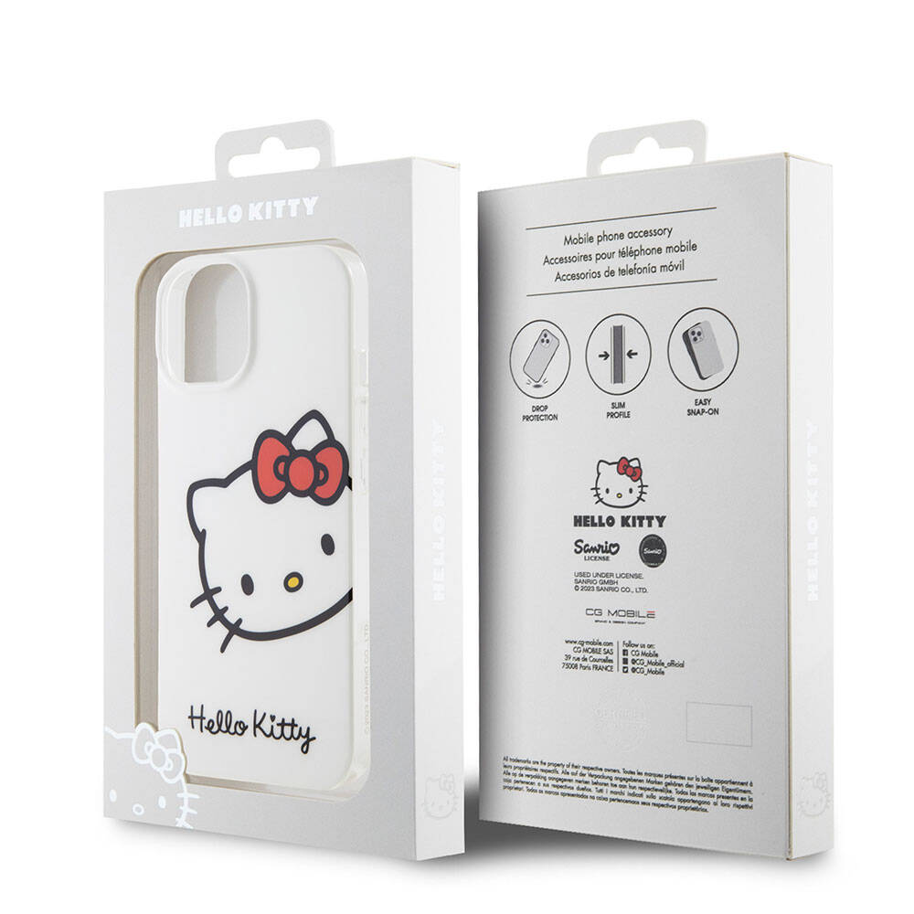 Hello Kitty iPhone 15 Orjinal Lisanslı Yazı ve İkonik Logolu Kitty Head Kılıf