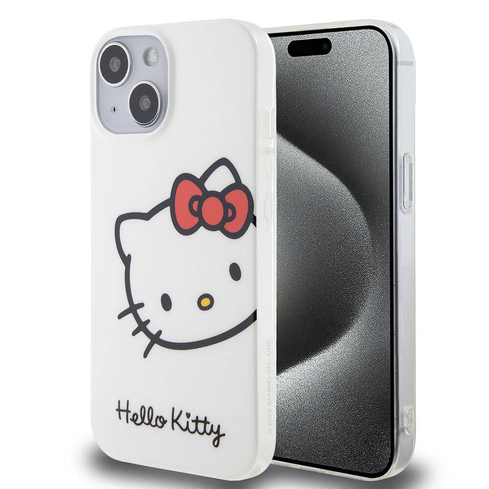 Hello Kitty iPhone 15 Orjinal Lisanslı Yazı ve İkonik Logolu Kitty Head Kılıf