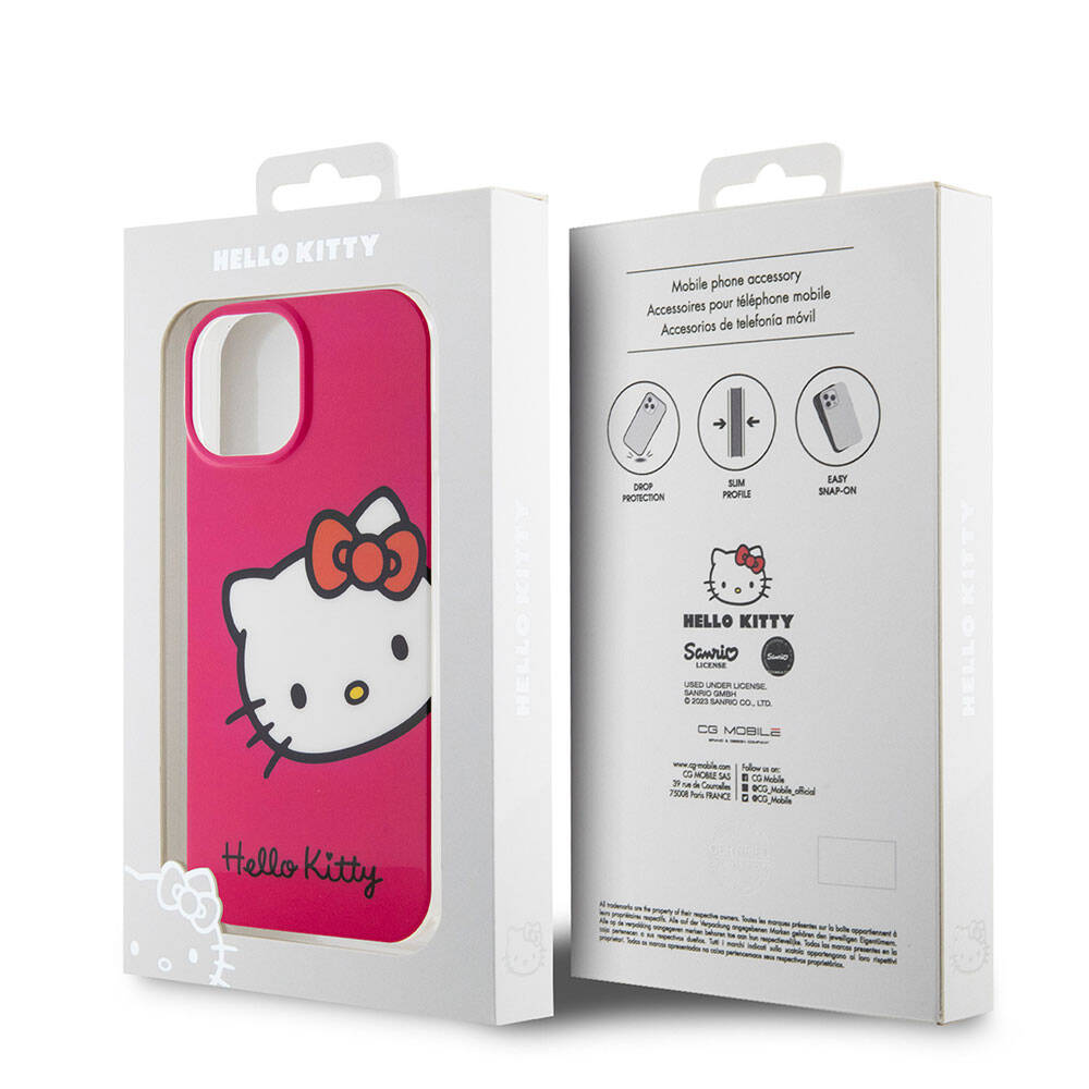 Hello Kitty iPhone 15 Orjinal Lisanslı Yazı ve İkonik Logolu Kitty Head Kılıf