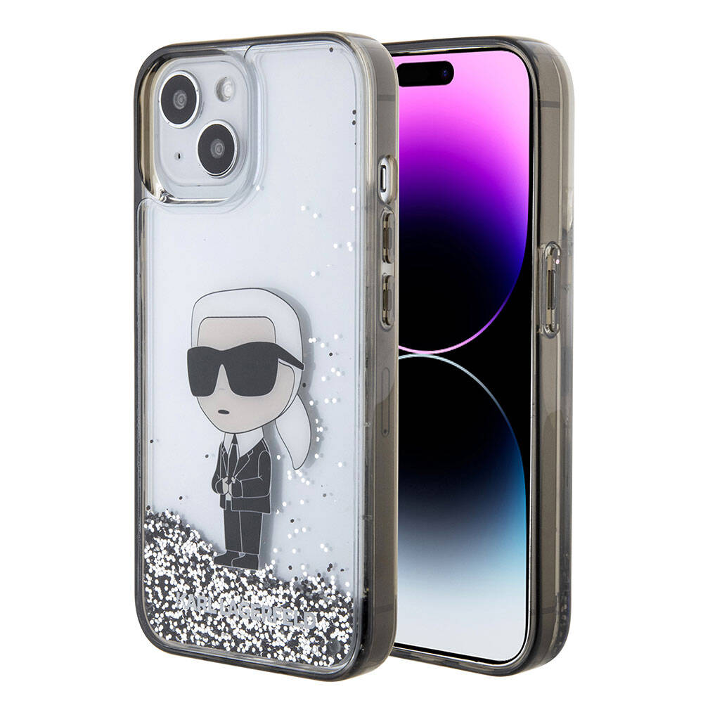 Karl Lagerfeld iPhone 15 İkonik Sıvılı Glitter Orjinal Lisanslı Telefon Kılıfı - 1
