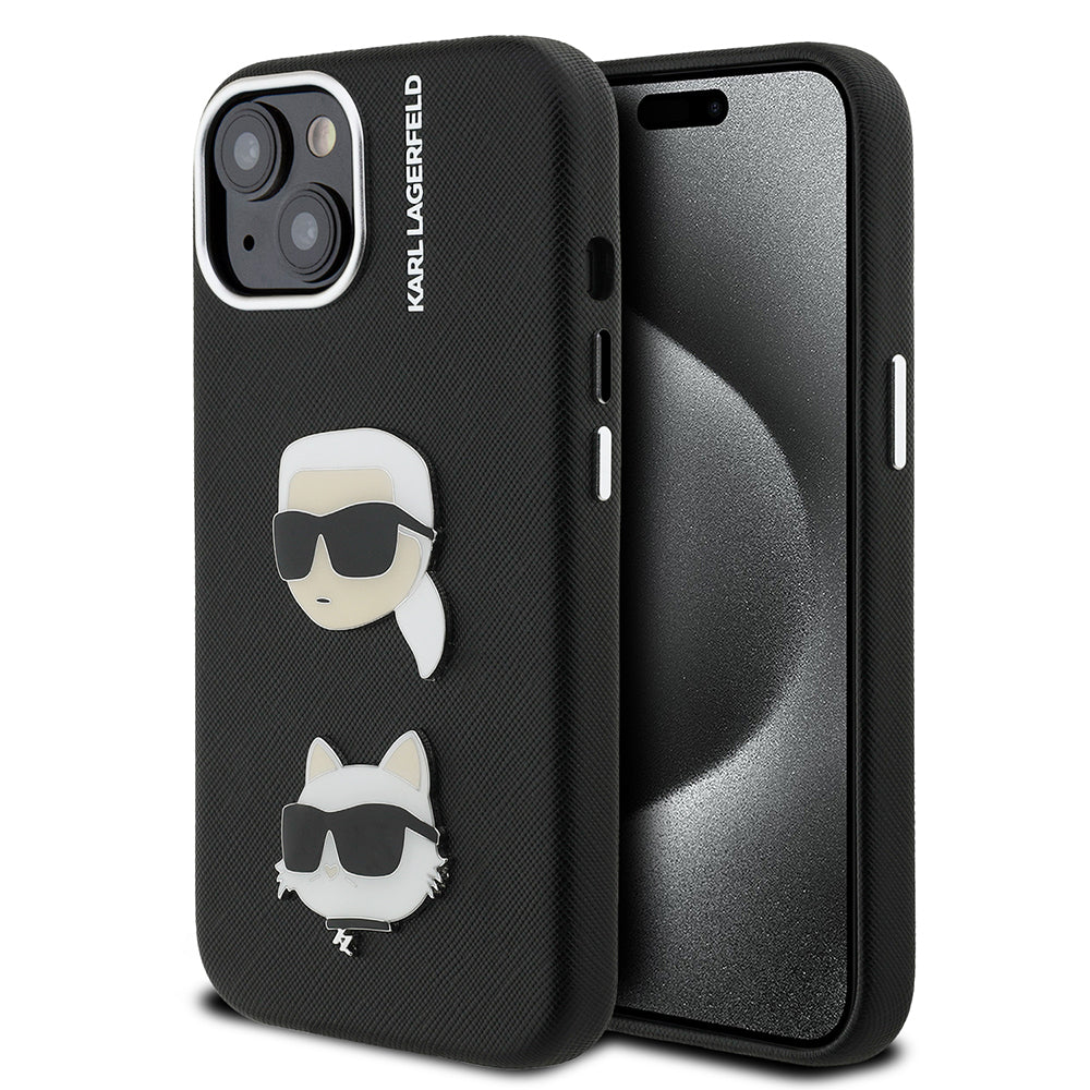 Karl Lagerfeld iPhone 15 Orjinal Lisanslı K&C Heads Pin Telefon Kılıfı