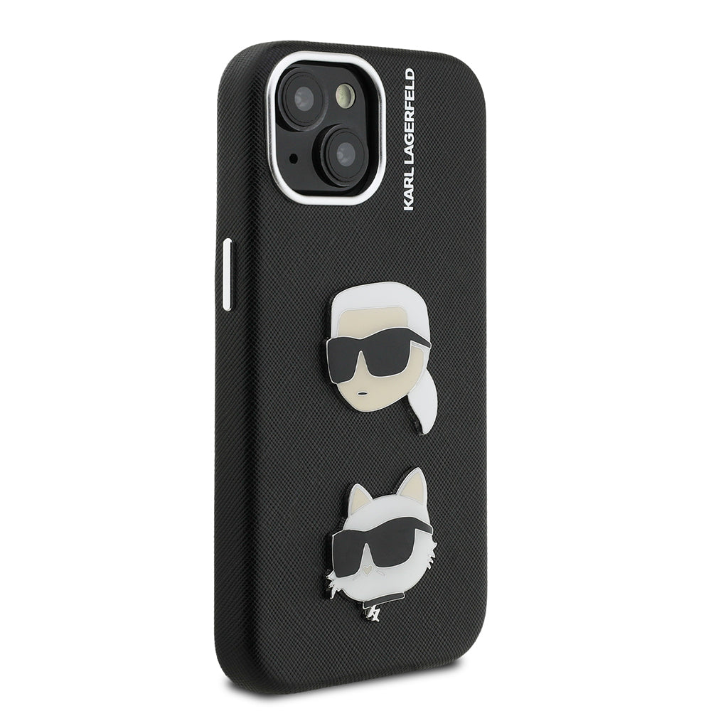 Karl Lagerfeld iPhone 15 Orjinal Lisanslı K&C Heads Pin Telefon Kılıfı