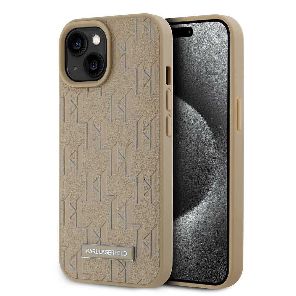 Karl Lagerfeld iPhone 15 Orjinal Lisanslı M-safe Şarj Özellikli KL Yazılı Hot Stamp Kılıf