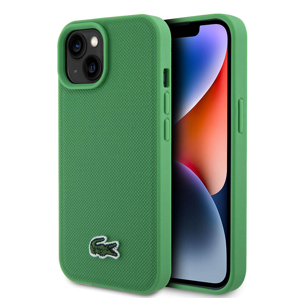 Lacoste iPhone 15 Orjinal Lisanslı PU Pike Desenli Arka Yüzey İkonik Timsah Dokuma Logolu Telefon Kılıfı - 1