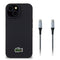 Lacoste iPhone 15 Orjinal Lisanslı PU Pike Desenli Arka Yüzey İkonik Timsah Dokuma Logolu Kılıf + Type-C Kablo 1.5m