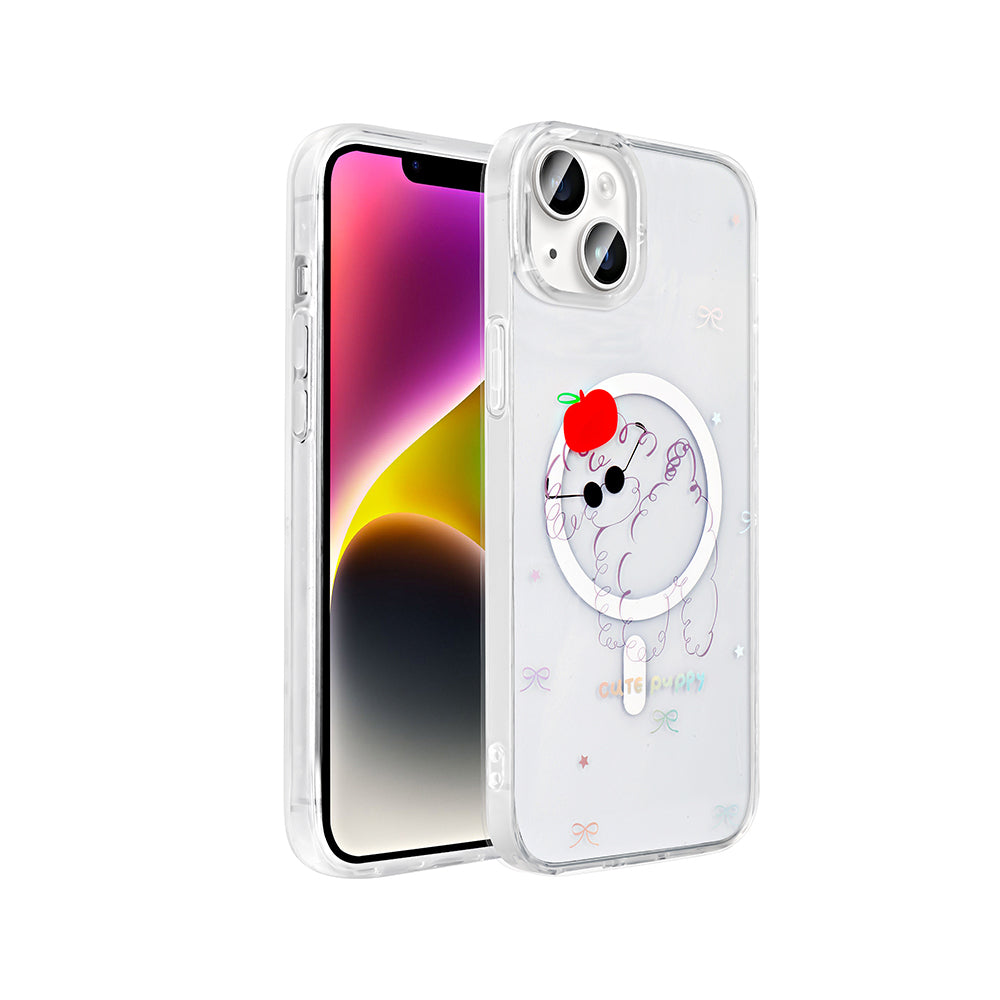 Cepax iPhone 15 M-Safe Şarj Özellikli Şeffaf Folk Sert Kılıf
