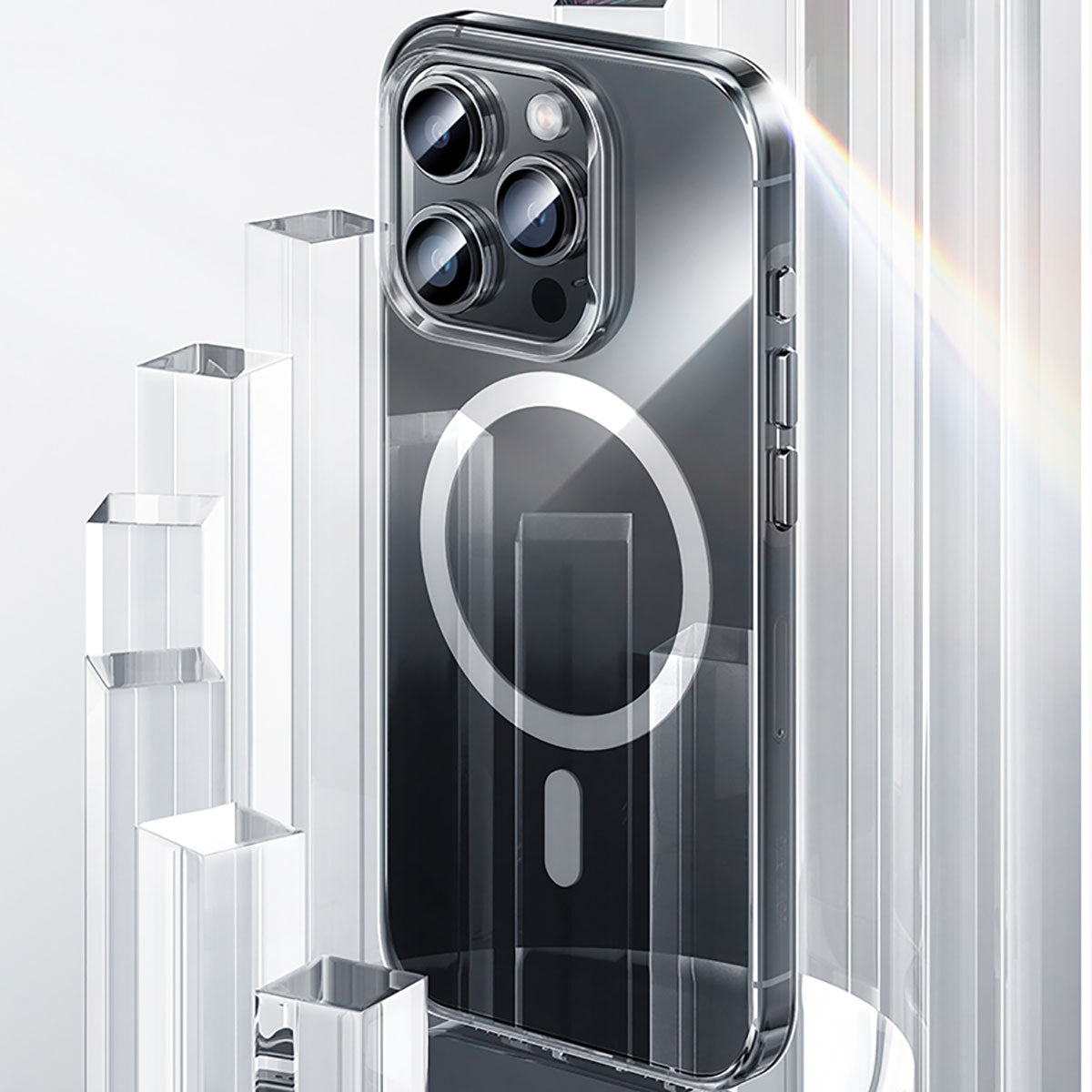 iPhone 15 Kılıf M-safe Şarj Özellikli Benks Crystal Serisi Şeffaf Telefon Kılıfı