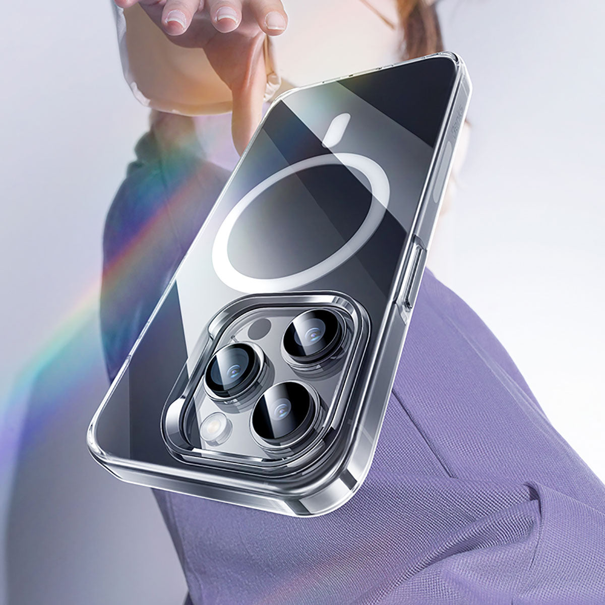 iPhone 15 Kılıf M-safe Şarj Özellikli Benks Crystal Serisi Şeffaf Telefon Kılıfı