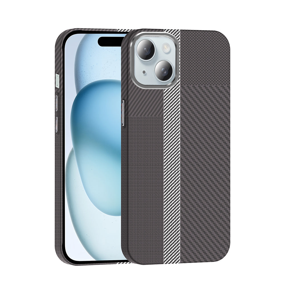 Cepax iPhone 15 M-safe Şarj Özellikli Karbon Fiber Görünümlü Gros Kılıf