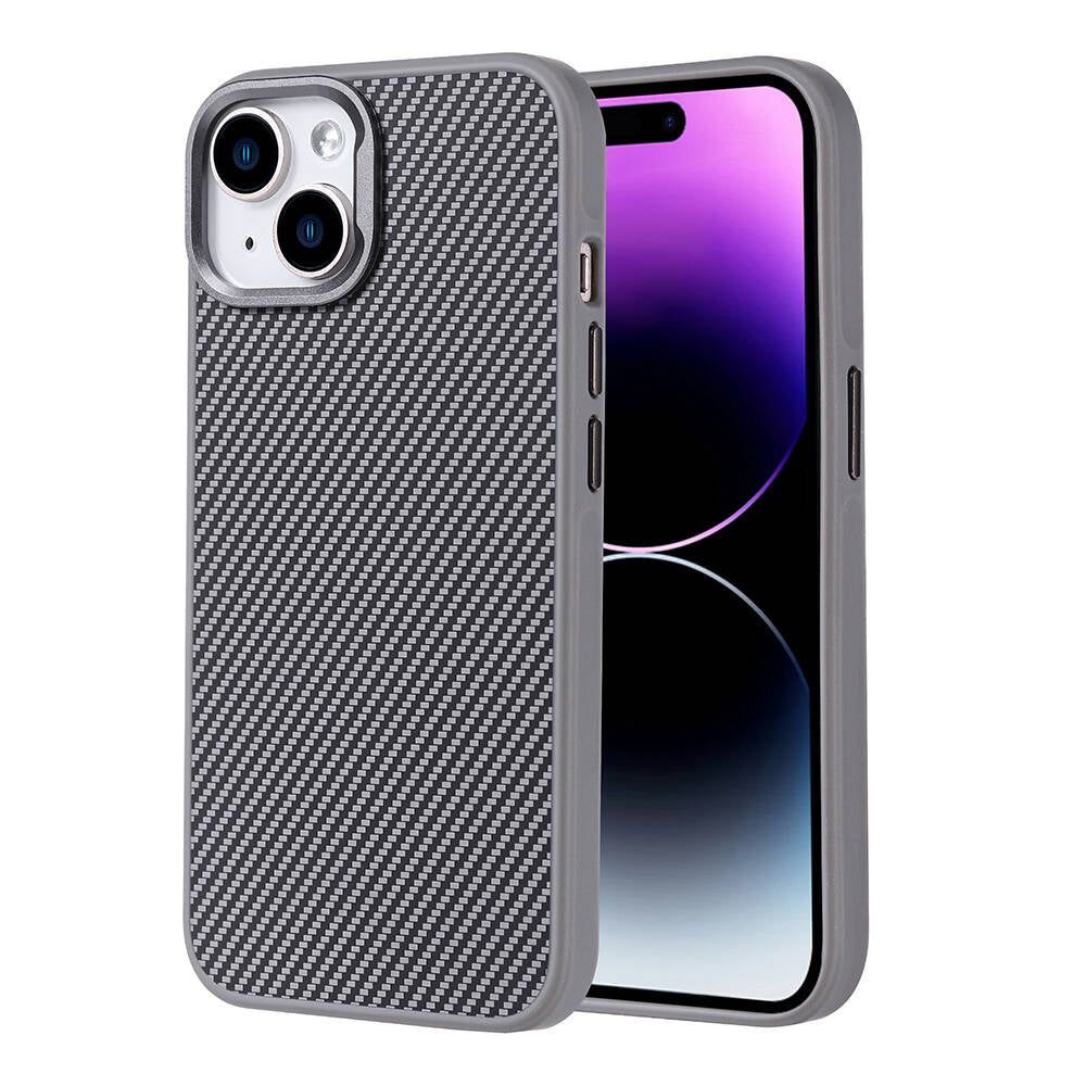 Cepax iPhone 15 M-safe Şarj Özellikli Karbon Fiber Görünümlü Troy Kılıf