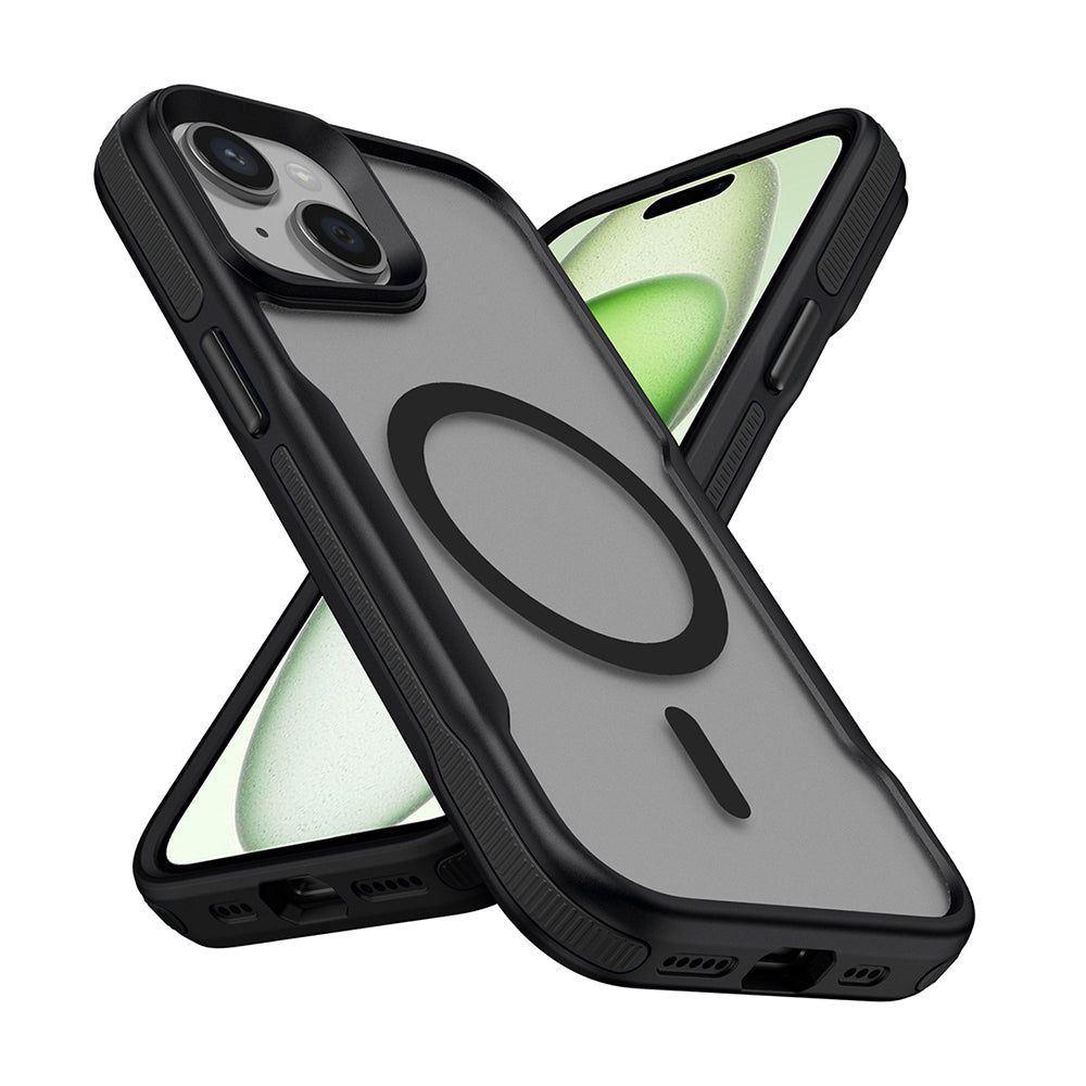 Cepax iPhone 15 M-safe Şarj Özellikli Renkli Kenar Airbag Şeritli Lamer Kılıf